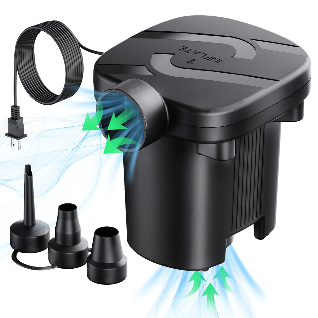 Bomba de Ar Elétrica Inflagem Rápida para Infláveis Bomba Portátil para Colchão de Ar com 3 Bicos AC110-120V Bomba Elétrica para Camas, Almofada Inflável, Sofá, Boias de Piscina, Piscina Inflável e Trenó de Neve