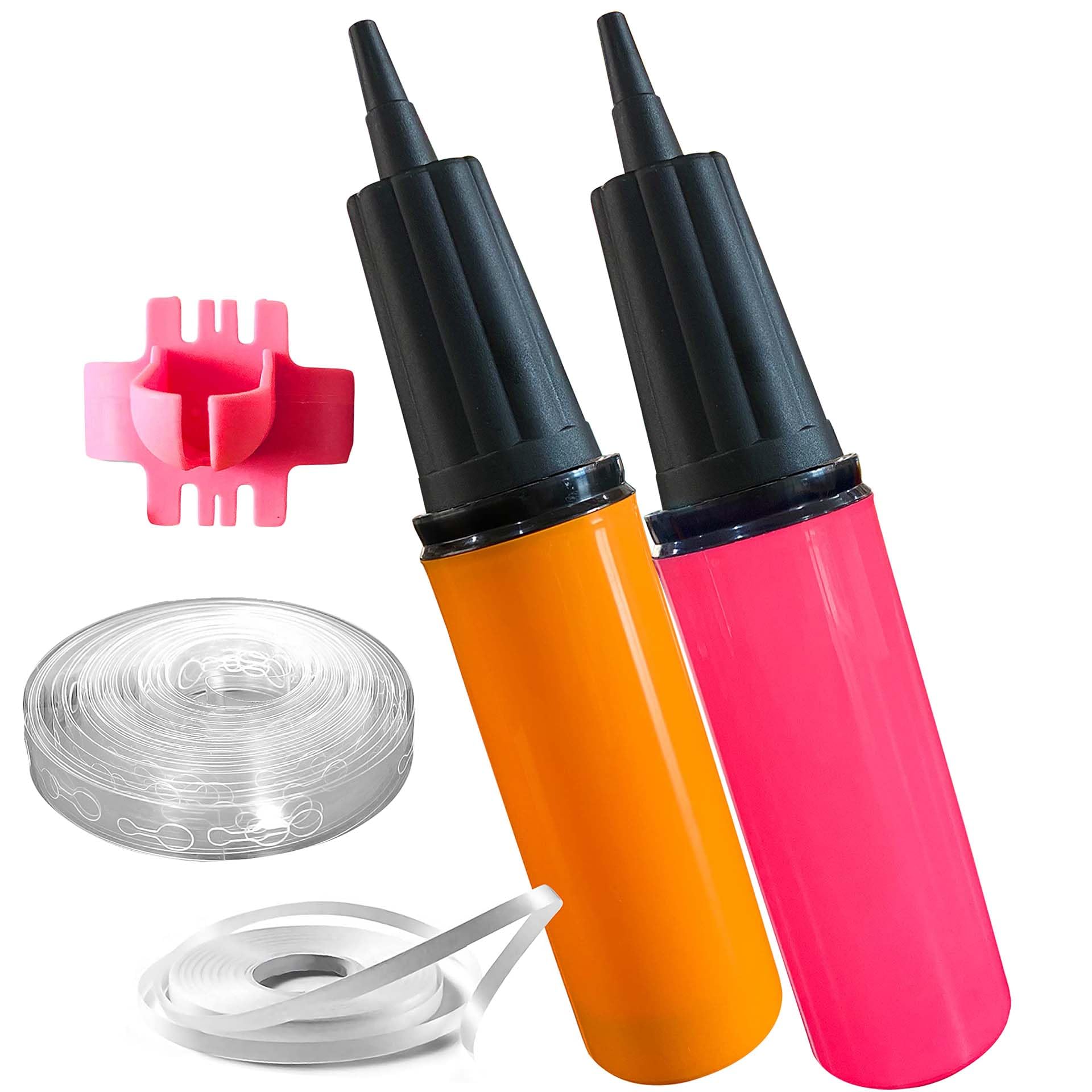 Bomba de Mão para Balões - Inflador de Balões e Kit de Balões - 2 Bombas de Ar Manuais para Balões & Kit de Guirlanda de Balão - Ferramenta de Amarração, Cordão de Balão & Fita para Decorações de Festa de Aniversário, Bomba de Ar Portátil para Infláveis