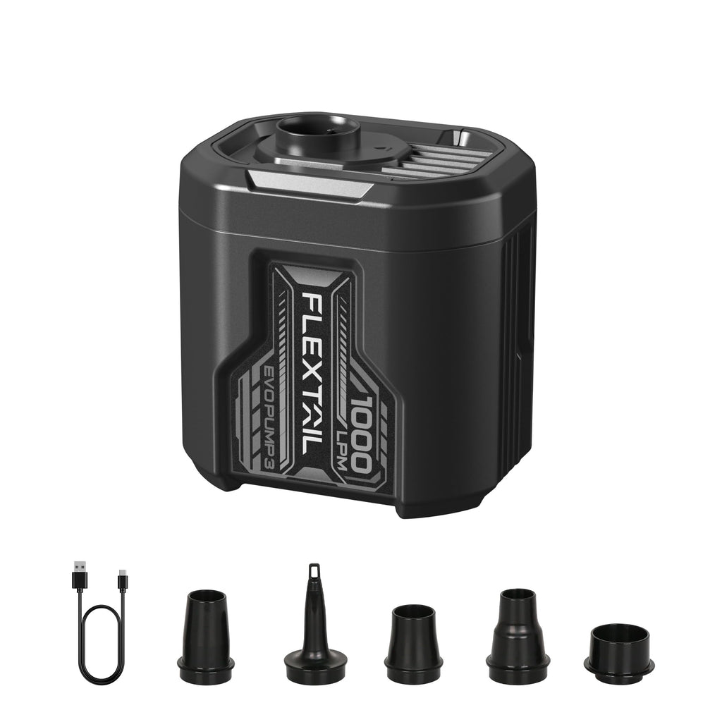 Bomba de Ar Portátil FLEXTAILGEAR 5KPa 1000L/min para Infláveis, Bomba de Colchão de Ar Recarregável para Inflar e Desinflar - Bomba de Ar Elétrica para Caiaques, Colchões de Ar e Colchonetes